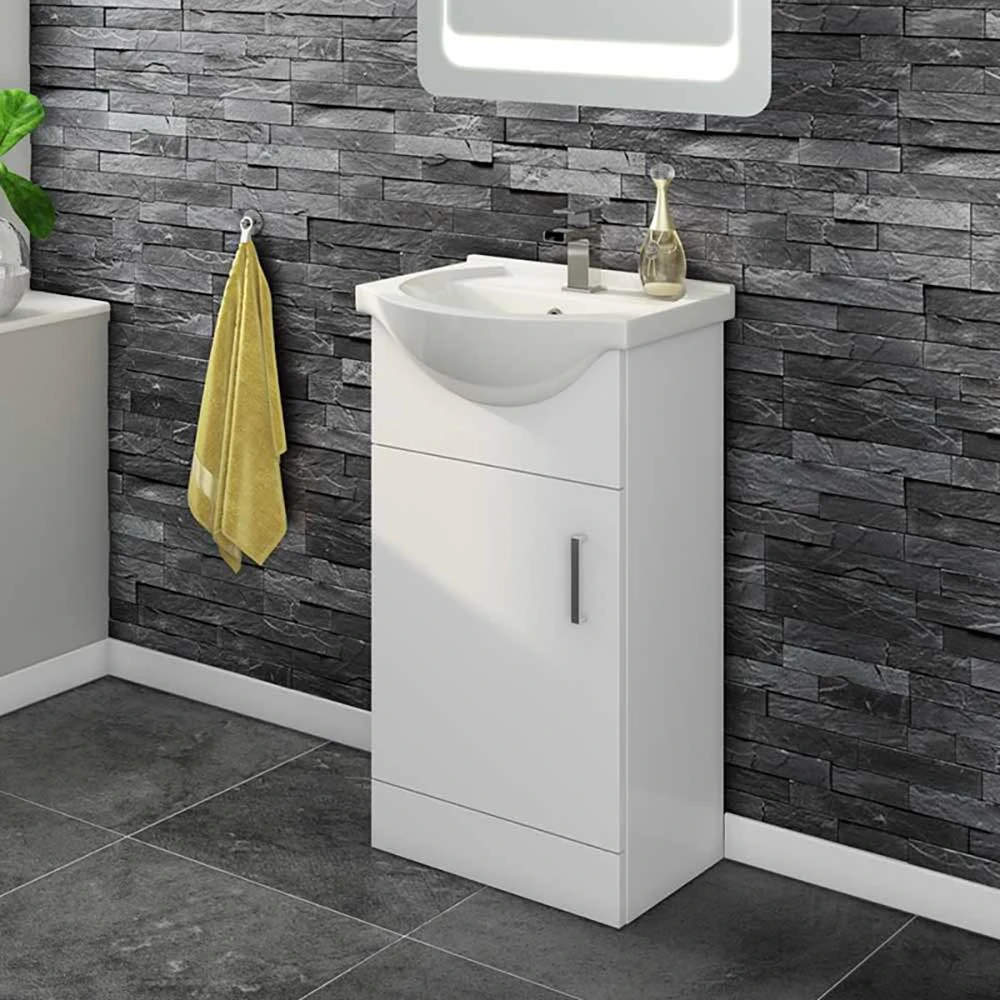 Vellamo Alpine 450mm Floorstanding Vanity Unit & Basin - Gloss White 4 Vellamo Alpine 450mm Floorstanding Vanity Unit & Basin - Gloss White - Image 4