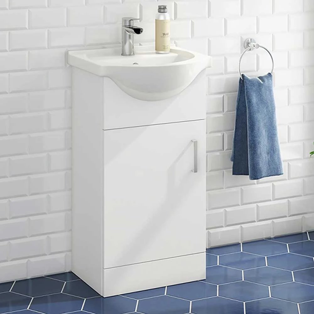 Vellamo Alpine 450mm Floorstanding Vanity Unit & Basin - Gloss White 1 Vellamo Alpine 450mm Floorstanding Vanity Unit & Basin - Gloss White