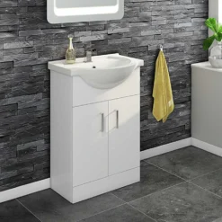 Vellamo Alpine 550mm Floorstanding Vanity Unit & Basin - Gloss White -Vado Shop vellamo alpine 550mm vanity unit