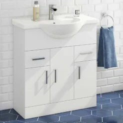 Vellamo Alpine 750mm Floorstanding Vanity Unit & Basin - Gloss White