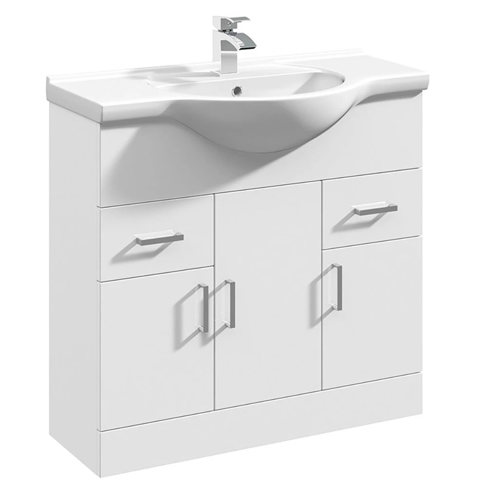 Vellamo Alpine 1350mm 3 Door Furniture Suite With Back To Wall Toilet & Concealed Cistern - Gloss White 3 Vellamo Alpine 1350mm 3 Door Furniture Suite With Back To Wall Toilet & Concealed Cistern - Gloss White - Image 3