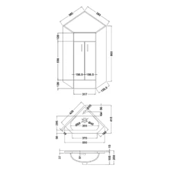 Vellamo Alpine 2 Door Corner Cabinet Vanity Unit & Ceramic Basin - Gloss White -Vado Shop vellamo alpine soft closing hinges door unit tech