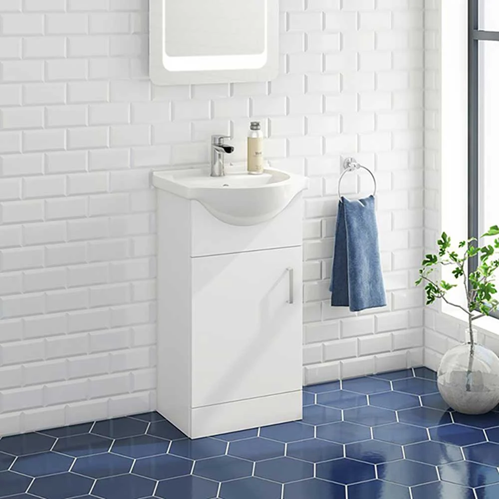 Vellamo Alpine 450mm Floorstanding Vanity Unit & Basin - Gloss White 3 Vellamo Alpine 450mm Floorstanding Vanity Unit & Basin - Gloss White - Image 3