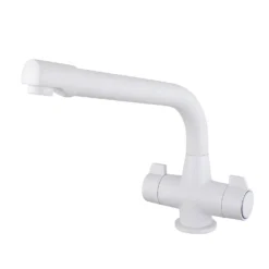 Vellamo Aspen Twin Lever Mono Kitchen Mixer Tap - Pearl White