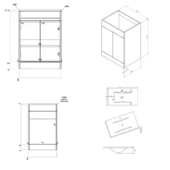 Vellamo Aspire 1100mm Matt Grey 2 Door Combination Ceramic Basin & Toilet Unit - No Cistern Or Toilet -Vado Shop vellamo aspire 2 door combi unit tech drawing