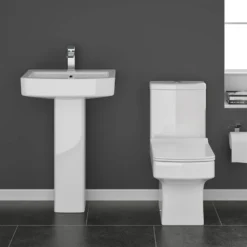 Vellamo Aspire Close Coupled Modern Square Toilet With Slimline Soft-Close Seat 20 Vellamo Aspire Close Coupled Modern Square Toilet With Slimline Soft-Close Seat -Vado Shop vellamo aspire basin and toilet suite slim seat lifestyle 2