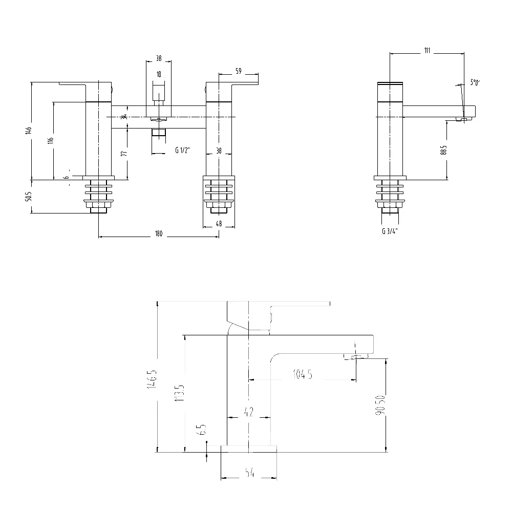 Vellamo Aspire Basin Mixer & Bath Shower Mixer Pack 4 Vellamo Aspire Basin Mixer & Bath Shower Mixer Pack - Image 4