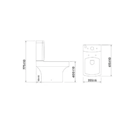 Vellamo Aspire Close Coupled Modern Square Toilet With Slimline Soft-Close Seat 23 Vellamo Aspire Close Coupled Modern Square Toilet With Slimline Soft-Close Seat -Vado Shop vellamo aspire close coupled toilet tech drawing