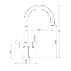 Vellamo Cappa Chrome Filtered Cold & Instant Boiling Water Tap With WRAS-Approved Boiler & Filter -Vado Shop vellamo cappa boiling tap drawing