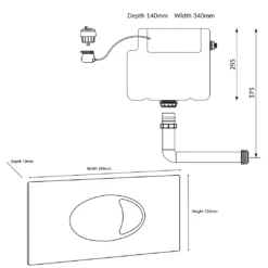 Drench Dual Flush Concealed Cistern With Matt Black Dual Flush Plate -Vado Shop vellamo dual flush plate cistern tech drawing