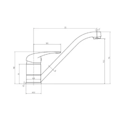 Vellamo Echo Single Lever Mono Kitchen Mixer - Polished Chrome -Vado Shop vellamo echo monobloc kitchen sink mixer tap technical drawing 1