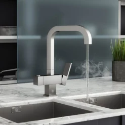Vellamo Fire Filtered Cold & Instant Boiling Water Tap With Filter & WRAS Approved Boiler Tank - Brushed Steel