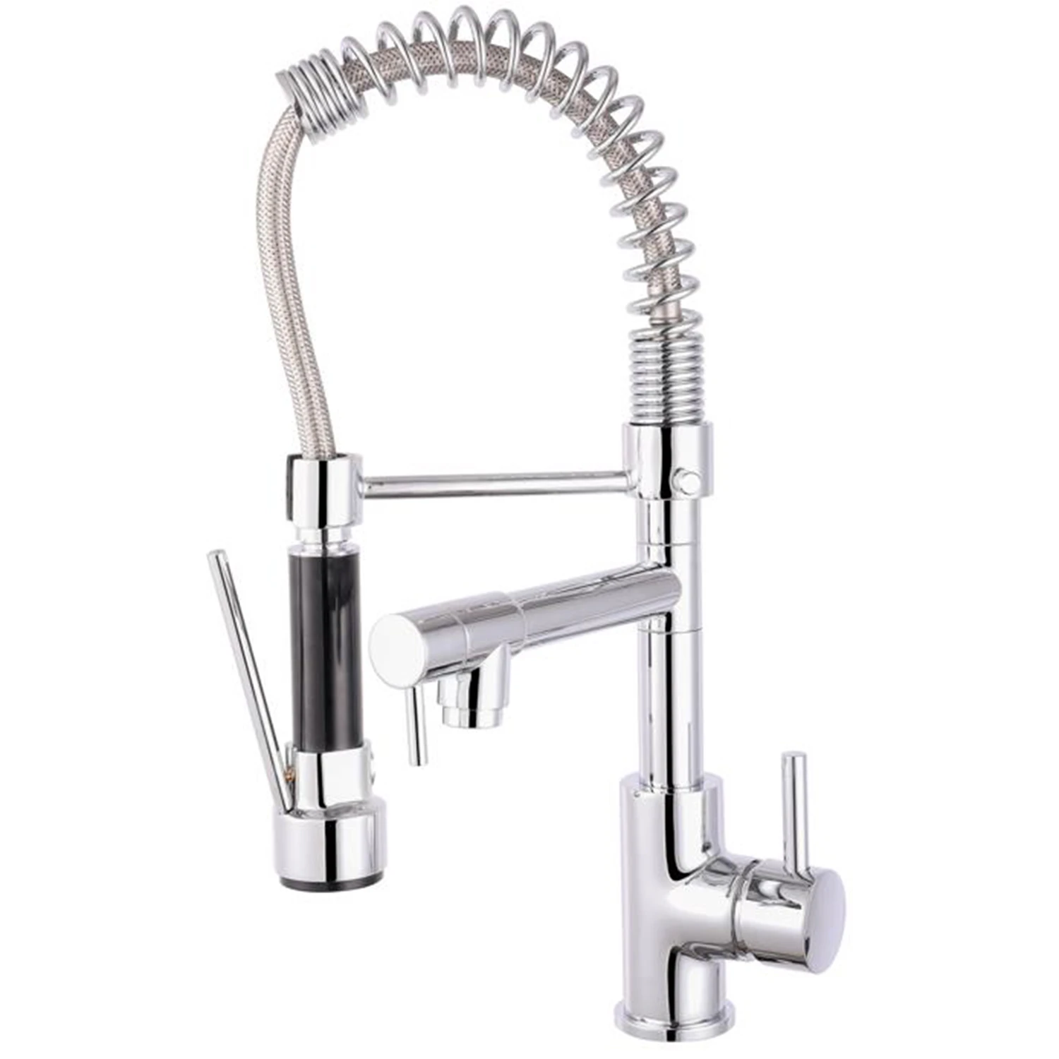 Vellamo Hanbury Baby Dual Spout Professional Pull Out Kitchen Mixer Tap - Polished Chrome 1 Vellamo Hanbury Baby Dual Spout Professional Pull Out Kitchen Mixer Tap - Polished Chrome