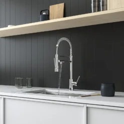 Vellamo Hanbury Professional Kitchen Pullout Spray Tap - Brushed Brass -Vado Shop vellamo hanbury pullout kitchen mixer polished chrome lifestyle5