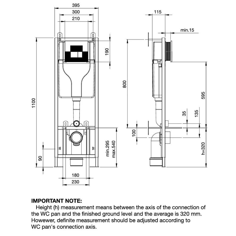 Vellamo Adjustable Height Wall Hung Concealed Toilet Mounting Frame & Cistern And Matt Black Flush Plate 3 Vellamo Adjustable Height Wall Hung Concealed Toilet Mounting Frame & Cistern And Matt Black Flush Plate - Image 3