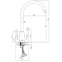 Vellamo Hero Kitchen Mixer Tap -Vado Shop vellamo hero kitchen mixer tap tech drawing