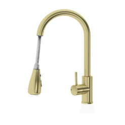 Vellamo Inspire Pull Out Mono Kitchen Mixer Tap - Brushed Brass -Vado Shop vellamo inspire pullout kitchen mixer brushed brass cutout1