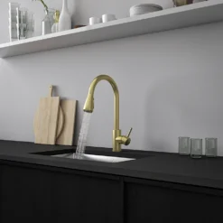 Vellamo Inspire Pull Out Mono Kitchen Mixer Tap - Brushed Brass -Vado Shop vellamo inspire pullout kitchen tap brushed brushed lifestyle4