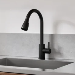 Vellamo Inspire Pull Out Mono Kitchen Mixer Tap - Matt Black