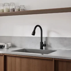 Vellamo Inspire Pull Out Mono Kitchen Mixer Tap - Matt Black -Vado Shop vellamo isnpire pullout mixer tap matt black lifestyle2