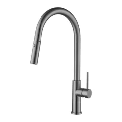 Vellamo Kara Pull Out Single Lever Mono Kitchen Mixer Tap - Matt Black -Vado Shop vellamo kara gunmetal pull out kitchen tap cutout
