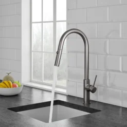 Vellamo Kara Pull Out Single Lever Mono Kitchen Mixer Tap - Matt Black -Vado Shop vellamo kara gunmetal pull out kitchen tap lifestyle 1 scaled