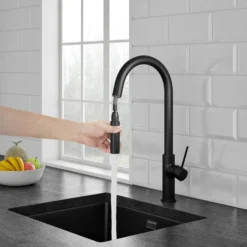 Vellamo Kara Pull Out Single Lever Mono Kitchen Mixer Tap - Matt Black -Vado Shop vellamo kara matt black pull out kitchen tap lifestyle 2 scaled
