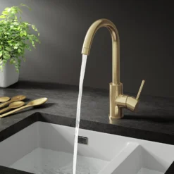 Vellamo Kara Single Lever Mono Kitchen Mixer Tap - Brushed Brass