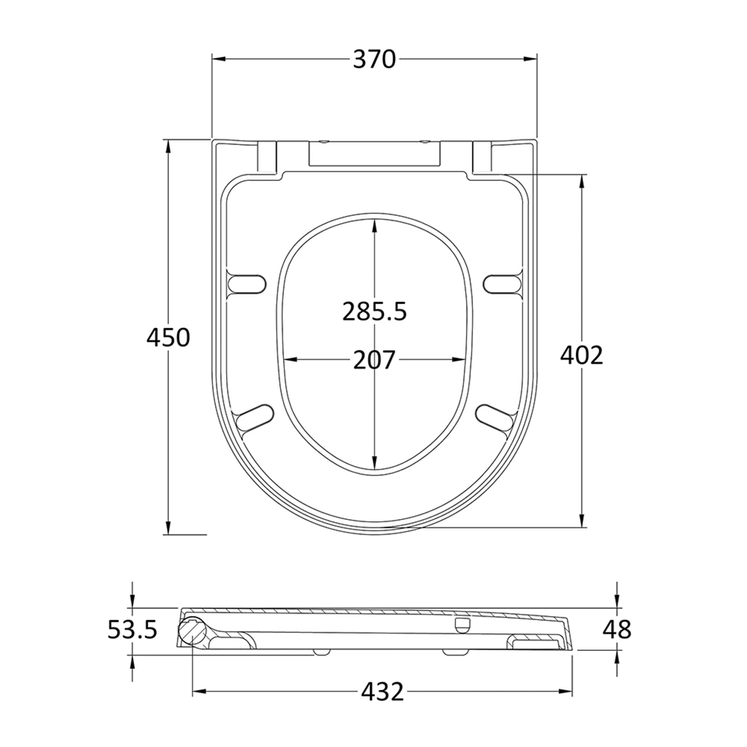 Vellamo D-Shaped Soft-Close Toilet Seat With Quick Release Hinges - 450 X 370mm 4 Vellamo D-Shaped Soft-Close Toilet Seat With Quick Release Hinges - 450 X 370mm - Image 4