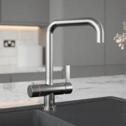 Vellamo Mokka Filtered Cold & Instant Boiling Water Tap With WRAS-Approved Boiler & Filter - Brushed Steel