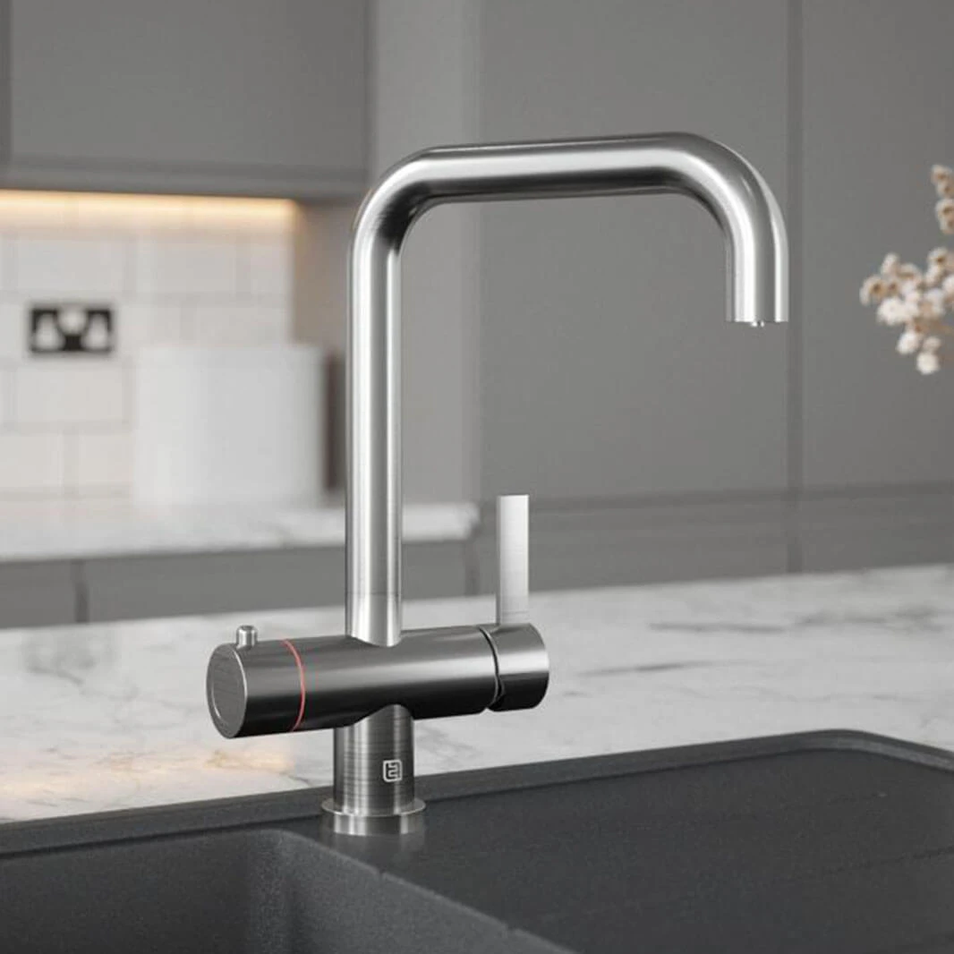 Vellamo Mokka Filtered Cold & Instant Boiling Water Tap With WRAS-Approved Boiler & Filter - Brushed Steel 1 Vellamo Mokka Filtered Cold & Instant Boiling Water Tap With WRAS-Approved Boiler & Filter - Brushed Steel