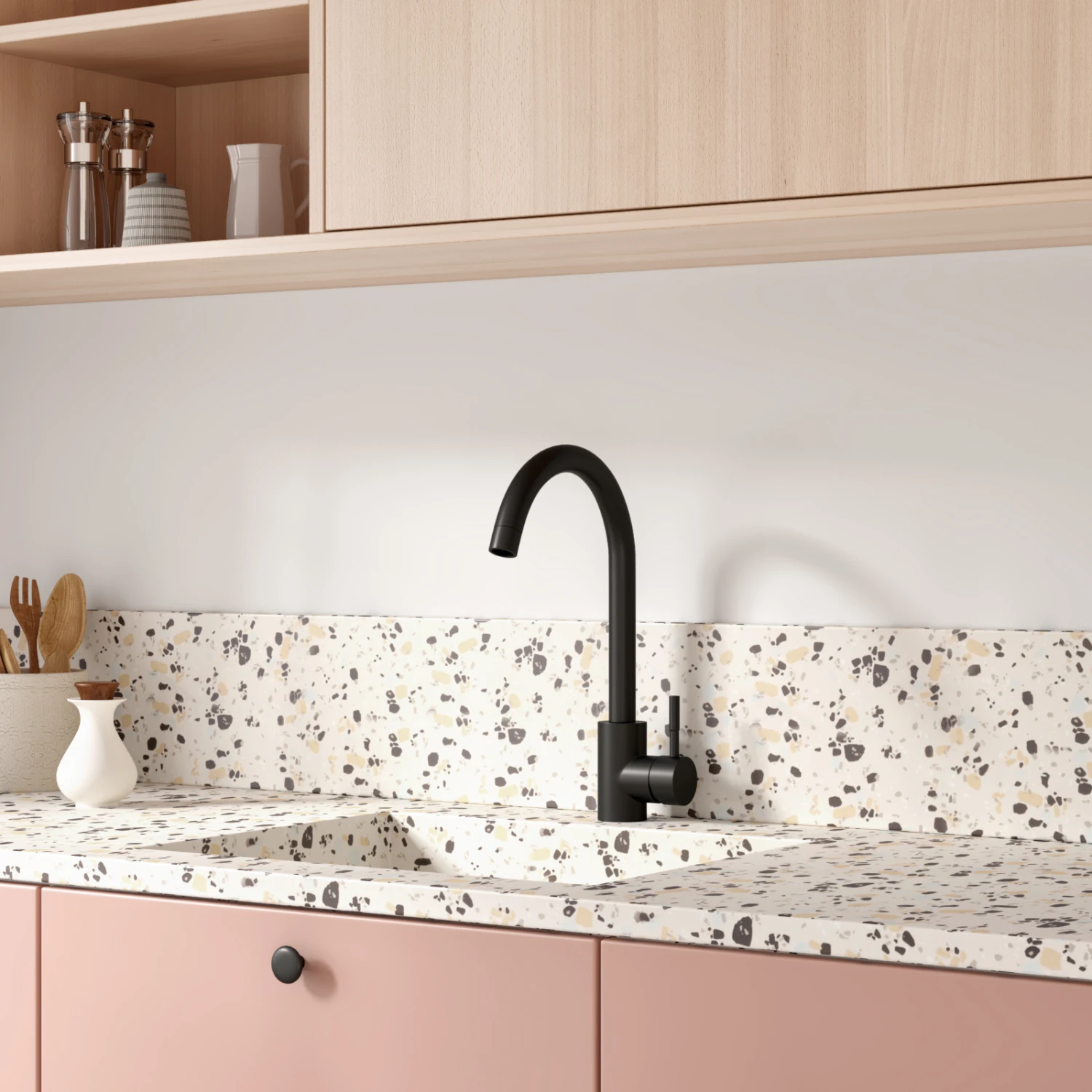 Vellamo Revolve Single Lever Mono Kitchen Mixer Tap - Matt Black 2 Vellamo Revolve Single Lever Mono Kitchen Mixer Tap - Matt Black - Image 2