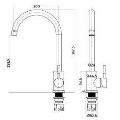 Vellamo Revolve Single Lever Mono Kitchen Mixer - Polished Chrome -Vado Shop vellamo revolve single lever mono kitchen mixer chrome tech