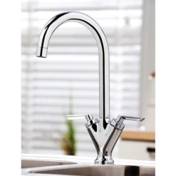 Vellamo Twist Kitchen Sink Mixer Tap - Brushed Nickel
