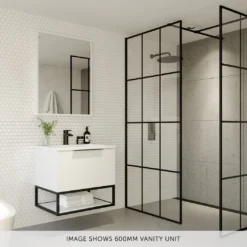 Harbour Virtue 800mm Wall Hung Vanity Unit With LED Illumination, Black Framed Shelf & White Basin - Matt Grey & Matt Black Handle 27 Harbour Virtue 800mm Wall Hung Vanity Unit With LED Illumination, Black Framed Shelf & White Basin - Matt Grey & Matt Black Handle -Vado Shop virtue 600 unit white room set banner