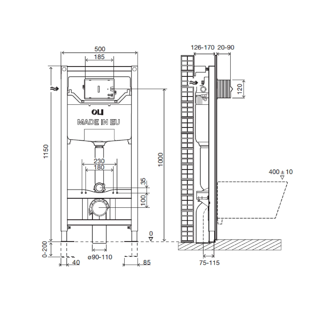 VOS 1.2m Cistern Frame For Wall Hung Toilets 2 VOS 1.2m Cistern Frame For Wall Hung Toilets - Image 2