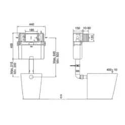 VOS Dual Flush In-wall Cistern 5 VOS Dual Flush In-wall Cistern -Vado Shop vos dual flush wall cistern tech drawing