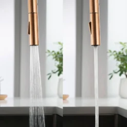 Just Taps VOS Pull Out Single Lever Mono Kitchen Mixer - Rose Gold -Vado Shop vos pull out kitchen tap rose gold spray modes