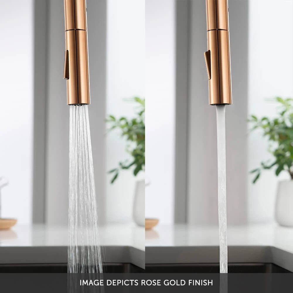 Just Taps VOS Pull Out Single Lever Mono Kitchen Mixer - Brushed Brass 5 Just Taps VOS Pull Out Single Lever Mono Kitchen Mixer - Brushed Brass - Image 5