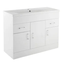 Jack Minimalist 1000mm White Gloss Floor Standing Vanity Unit & Basin