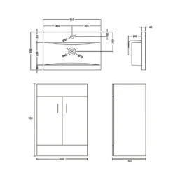 Jack Minimalist 600mm White Gloss Floor Standing Vanity Unit & Basin -Vado Shop vtnb600 tech1