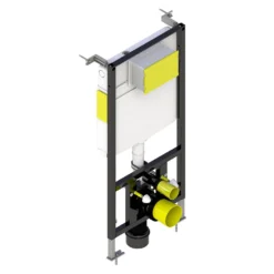 Keytec 1.12m Adjustable WC Frame With WRAS Approved Dual Flush Cistern & Black Glass Push Button Flushplate